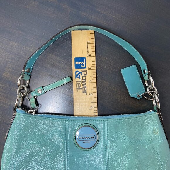 Coach Madison Turquoise Patent Leather Wristlet / Small Shoulder Bag - Picture 6 of 12